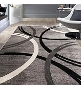 Rugshop Modern Wavy Circles Design Area Rug 5'3" x 7'3" Gray