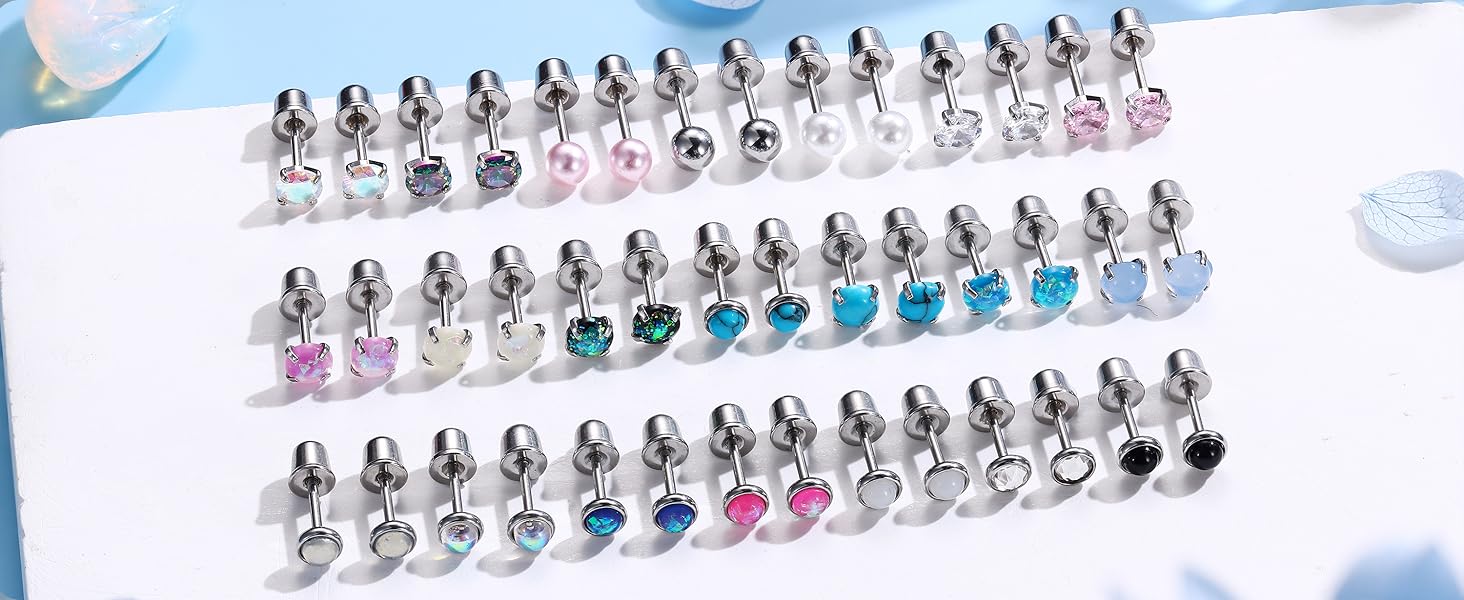 Hypoallergenic Surgical Steel Earrings - Flat Back Stud Earrings for Women