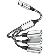 USB C Male to Three USB Female Cable,USB c Splitter to USB USB c Splitter Audio and Charging Type...