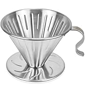 MERMOO YILAN Pour Over Coffee Dripper Stainless Steel Metal Reusable Cone Coffee Filter Slow Brew...