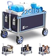 Sunula 3 in 1 Collapsible Wagon Cart 220lb - Foldable Wagon with Wheels, 2 Cup Holders, Utility C...