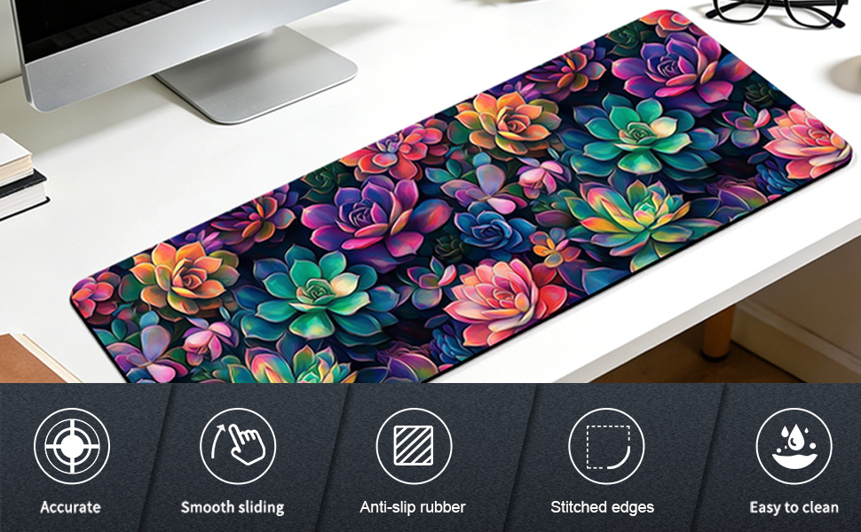 Succulent Plants Computer Keyboard Laptop Mousepad for Work, Office and Home, XL