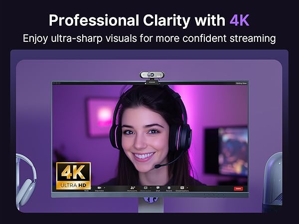 A content creator confidently streams in UHD using this webcam.