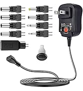 SoulBay 12W Universal AC Adapter Reversible Polarity Multi Voltage DC Power Supply, with 9pcs Ada...