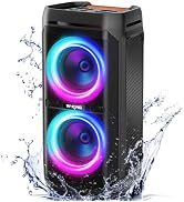 W-KING Portable Bluetooth Speaker 240W, Loud Boom Box with Deep Bass Subwoofers, IPX6 Waterproof ...