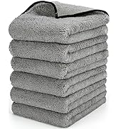 WEAWE Microfiber Towels for Cars - 6 Pack (23.6 x 15.7inch), Dual Side Pile Microfiber Cleaning C...