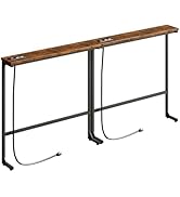 HavenlyYouth 63 Inch Narrow Console Table with 2 Power Outlets, Behind Couch Table with Charging ...