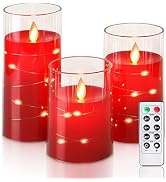Homemory Flickering Flameless Candles with String Lights, Battery Operated Candles, Embedded Stri...