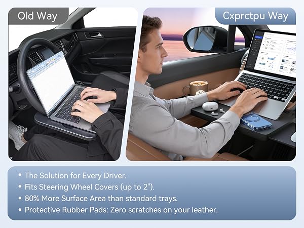 Heavy duty car eating tray with tablet holder