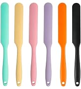 6 Pcs Silicone Jar Spatula Set, Sourdough Spatula, Long Handle Thin Spatulas for Baking, Cake Ici...