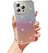 FABSPARK for iPhone 15 Pro Max Phone Case,Transparent Iridescent Laser Gradient Glitter Case,Full...