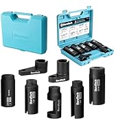 DURATECH 7PCS O2 Oxygen Sensor &amp; Oil Pressure Socket Set, 1/2" 3/8" Drive x 22mm (7/8") 27mm 29mm...