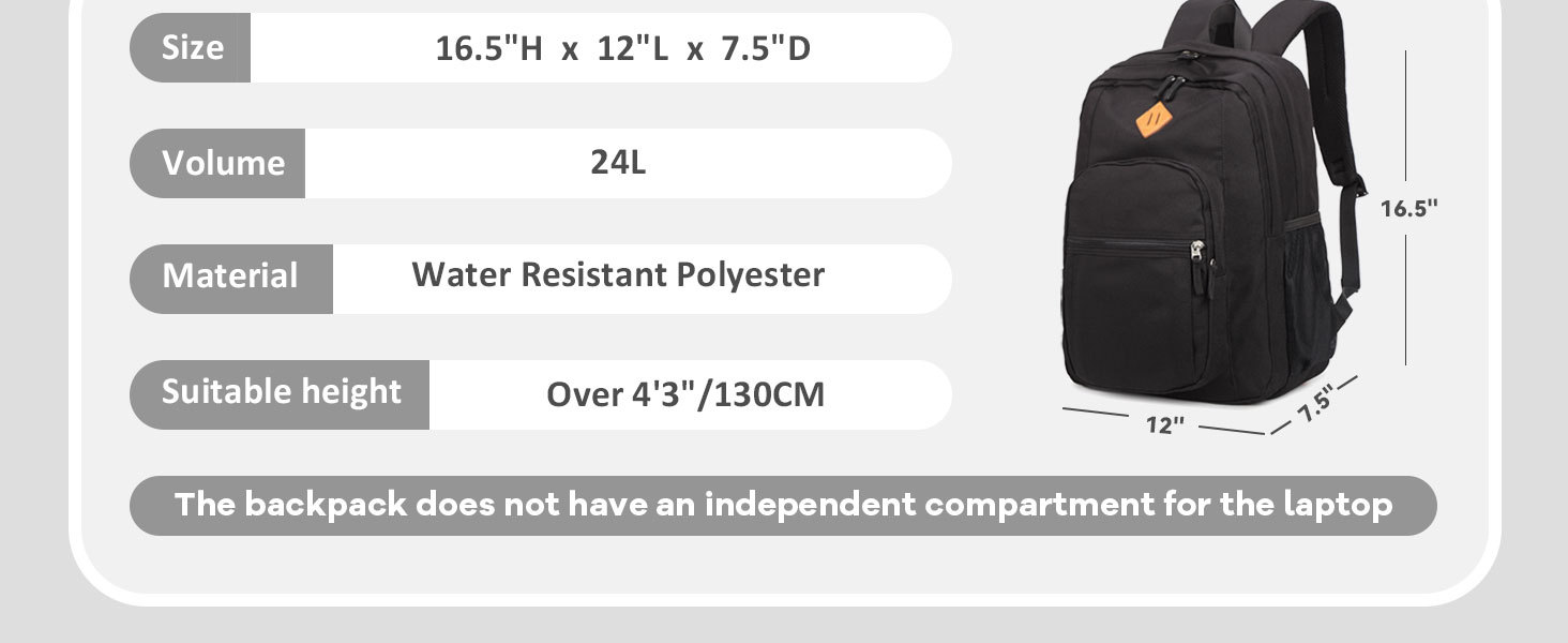 the large backpack for girls boys can fit up to 15.6 inch laptop