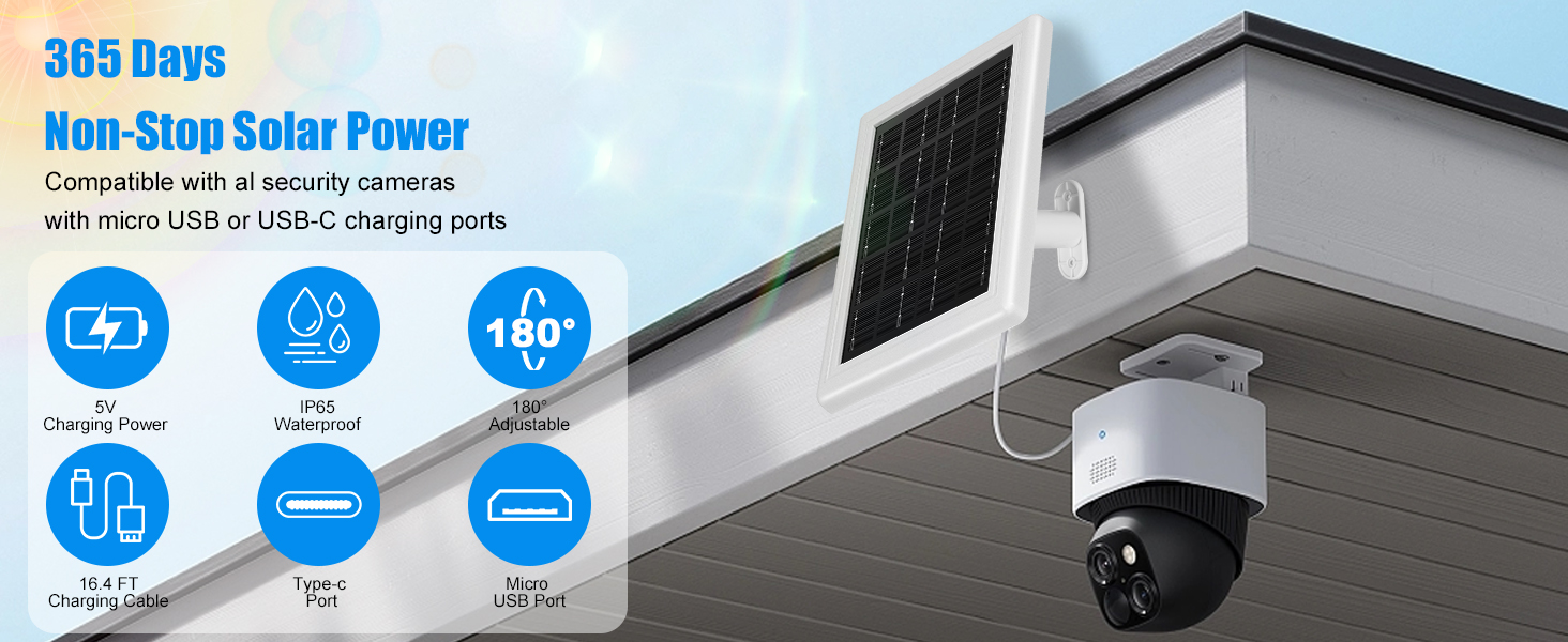 5V Solar Panel for Security Camera Outdoor