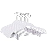 Quality Plastic Non Velvet Non-Flocked Thin Compact Coat Hangers with Metal Clips for Skirts Pant...