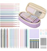 SKYDUE 44 PCS Aesthetic School Supplies with Cute Pencil Case, 12 Pastel Highlighters, 5 Black Ge...