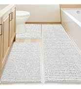ACCUMTEK Chenille Spliced with Fluffy Cut Pile Absorbent Bath Mat, Thick Plush Bath Rug - Ultra S...