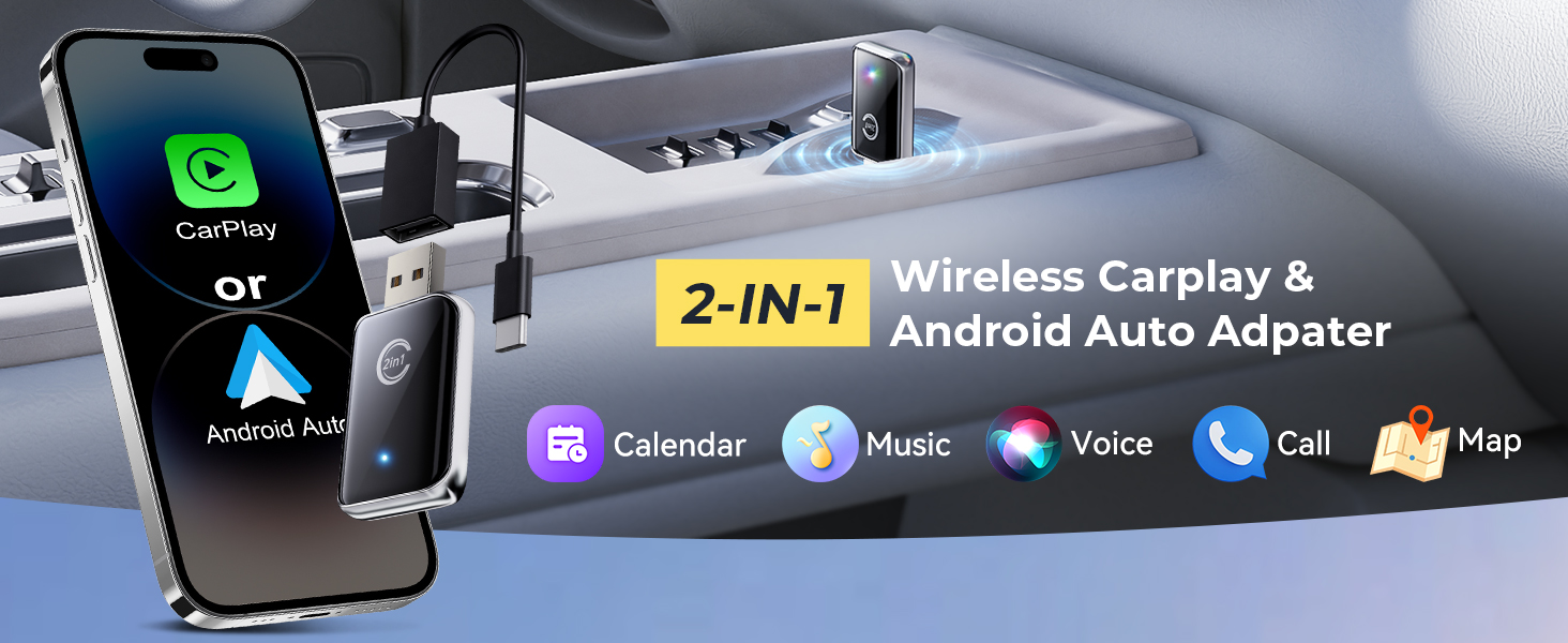 2 in 1 wireless carplay and android auto adapter