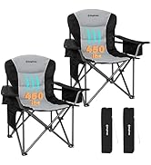 KingCamp Oversized Camping Folding Chair, Heavy Duty 450 LBS with Lumbar Support, Padded seat wit...