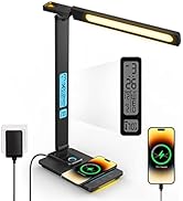 LED Desk Lamp with Wireless Charger, USB Charging Port, Sliding Dimmable Auto Timer Table Lamp wi...