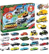 JOYIN 2024 Christmas Advent Calendar, 24 Days Countdown Calendar Diecast Cars Set, Christmas Vehi...