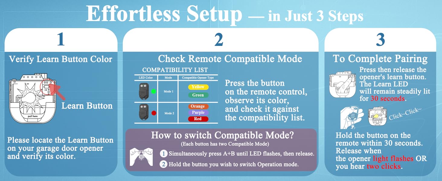 Effortless setup with your garage door opener.