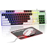 BlueFinger RGB Gaming Keyboard and Backlit Mouse Combo, USB Wired, LED Gaming Set for Laptop PC C...