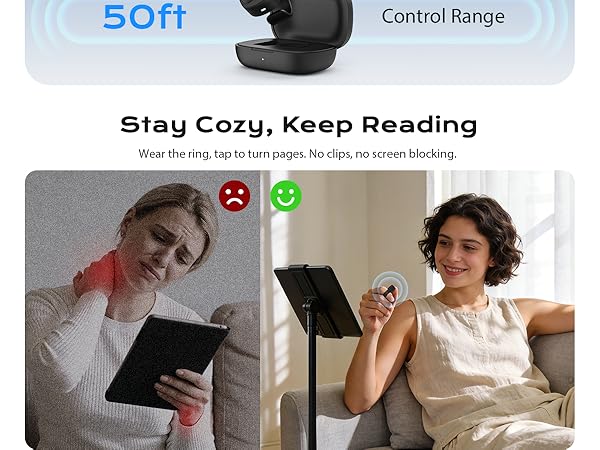 Ergonomic wearable design reduces hand movement, great for one-hand reading
