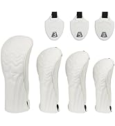 4pcs or 1pc Golf Club Head Covers for Woods, Driver, Fairway, Hybrid – Premium PU Leather with In...