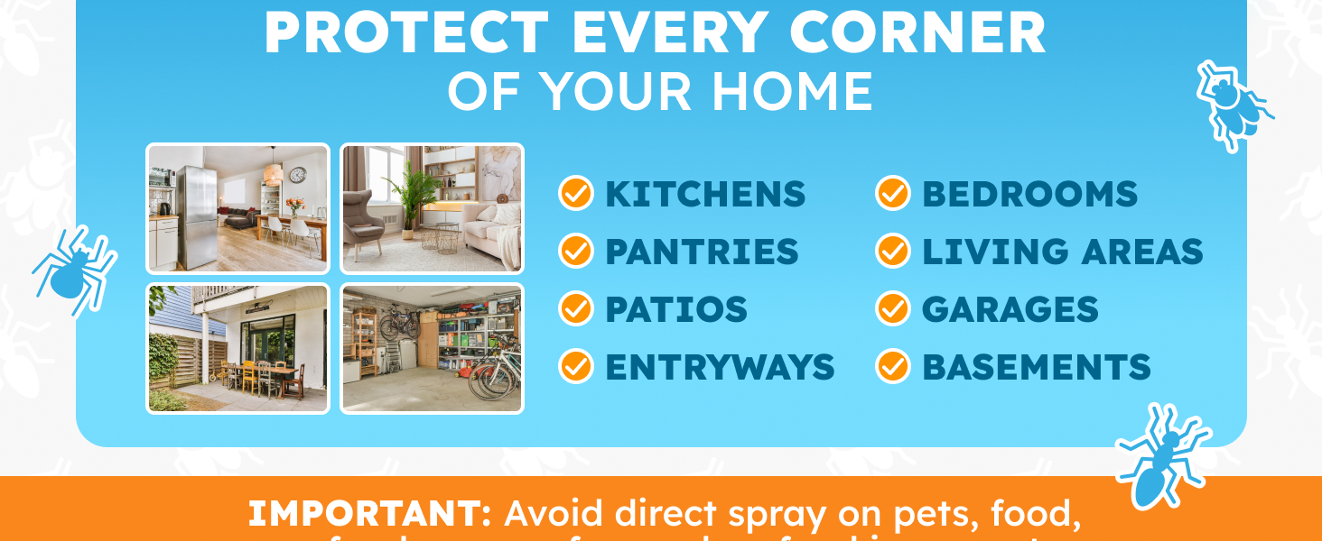Spider spray bug repellent for indoor outdoor areas safe for kitchens bedrooms patios gardens
