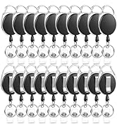 20 Pack Badge Reels Retractable ID Badge Holder with Carabiner Heavy Duty Badge Reel Clip and Key...
