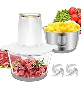 Food Processor, Meat Grinder Electric Food Chopper with 2 Bowls (8 Cup+8 Cup), 4 Bi-Level Blades ...