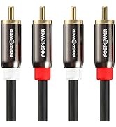 FosPower (3 Feet 2 RCA M/M Stereo Audio Cable [24K Gold Plated | Copper Core] 2RCA Male to 2RCA M...