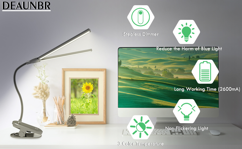 clip lamp clip on desk lamp clip on led light led reading light rechargeable book light desk lamp