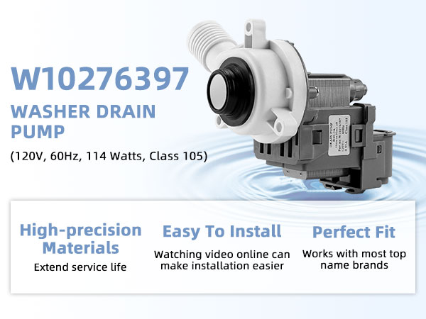 WPW10276397 Washer Drain Pump Replacement Compatible with whirlPool kenMore Washing Machine