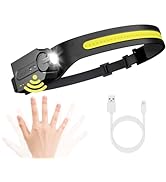 Lepro LED Headlamp Rechargeable - Super Bright Head lamp with Motion Sensor, 230°COB Wide Beam &amp; ...