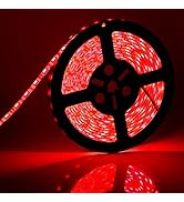 SUPERNIGHT Red LED Strip Lights Waterproof, 16.4ft 300leds Rope Lighting, Flexible Tape for TV, B...