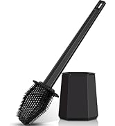 Silicone Toilet Brush and Holder Bendable Efficient Cleaning Wall Mounted Toilet Bowl Brush with ...