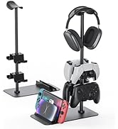 MANMUVIMO Headset Stand Controller Holder for 1 Headset and 4 Controller, Headphone Game Controll...
