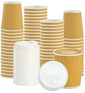 DTFMZOV 30 Pack 8 oz Coffee Cups with Lids, Disposable To Go Coffee Cups with Lids, 3 Layer Insul...
