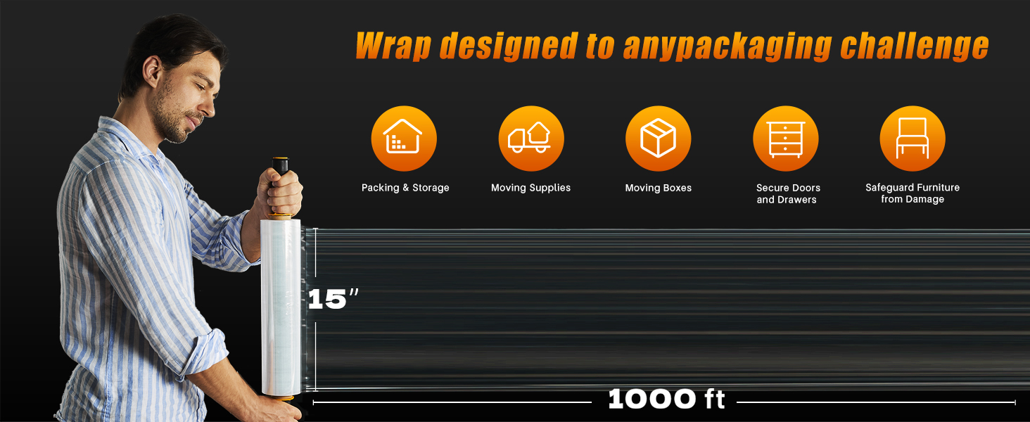 Plastic Stretch Film Shrink Stretch Wrap Moving Supplies Packing Shipping Pallet Boxes Dorm college