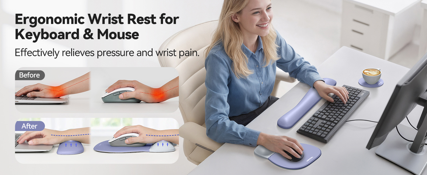 Wrist Rest Support for Mouse Pad &amp;amp;amp;amp; Keyboard Set