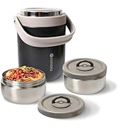 Pawovdeq Adults Lunch Insulated Food Jar with Inserts Stackable Bento Box, Stainless Steel Vacuum...
