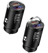 30W Fast Car Charger USB C, 2Pack Mini PD&QC 3.0 Dual Port Type C Cigarette Lighter Adapter Fast ...