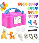 Balloon Pump,Dual Nozzles Electric Balloon Pump with 100 Balloons, Balloon Inflator Air Pump Ball...