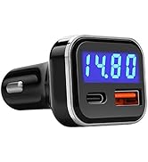 USB C Car Charger Adapter with Voltage Display, 30W Cigarette Lighter Type C Fast Charge Power De...