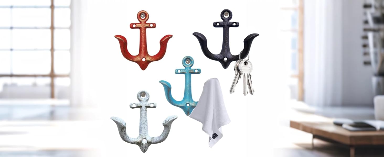 Cast Iron Nautical Anchor Design Wall Hooks