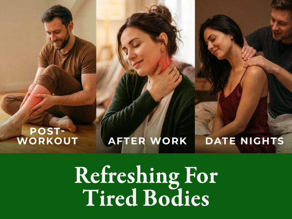 Depicted is a range of scenarios to enjoy cooling massages like after gyms, work or for date nights