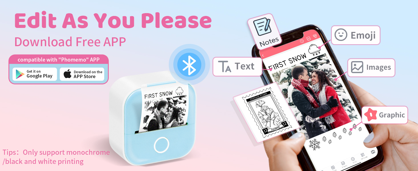 T02 Mini Sticker Printer - Wireless Sticker Maker Machine