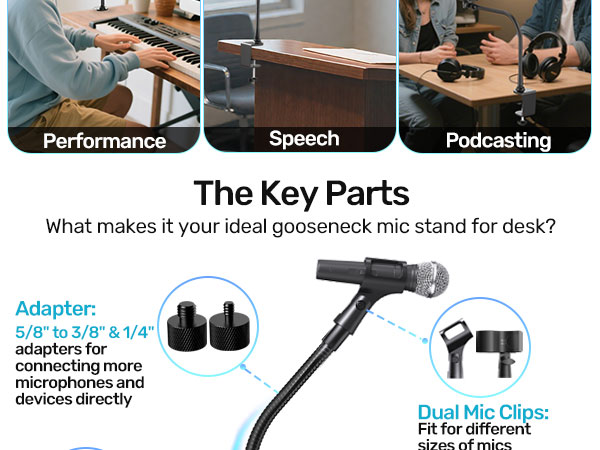 flexible desktop gooseneck mic stand